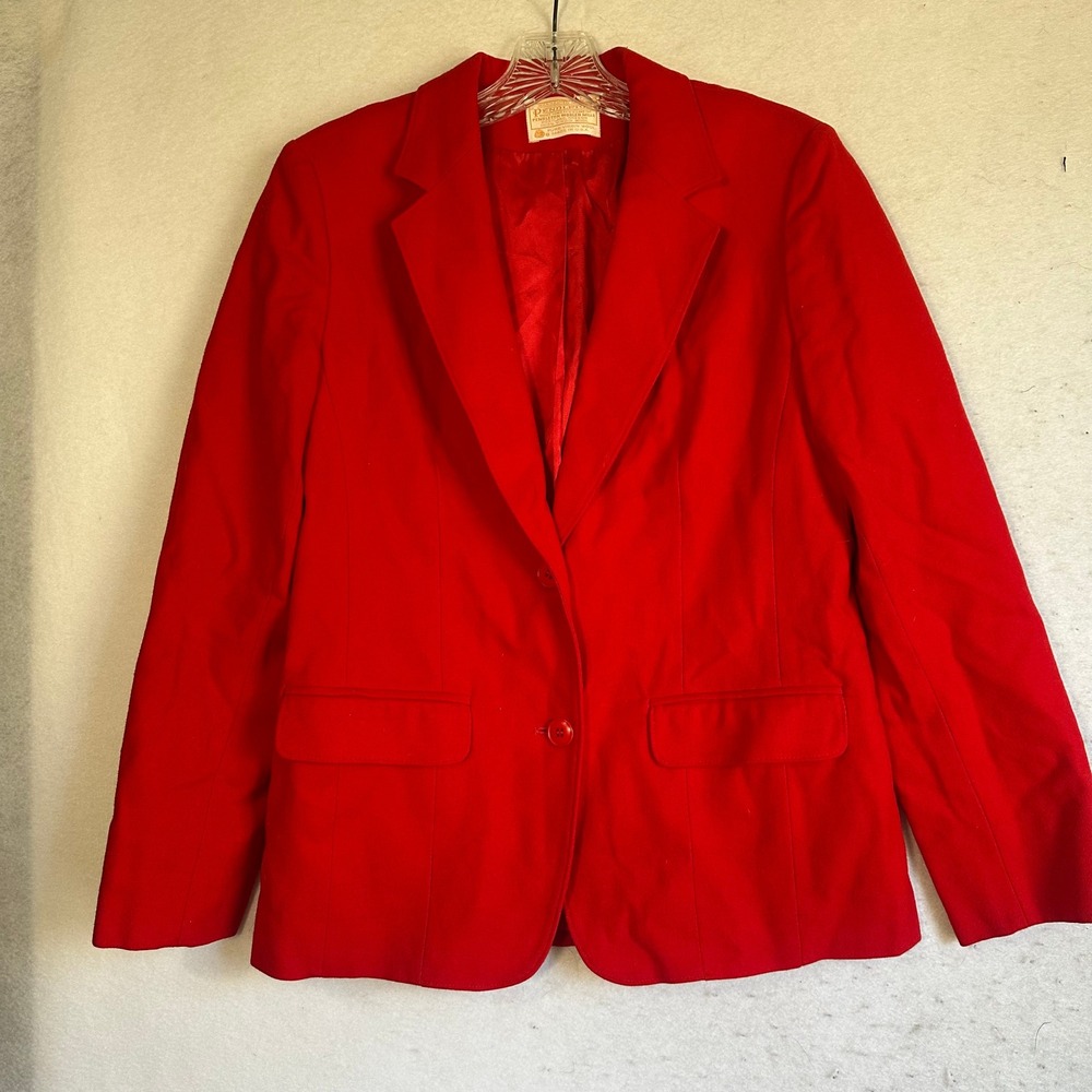 Vintage Pendleton Red 100% Virgin Wool Blazer Jacket Size 8 Made in USA M527-177